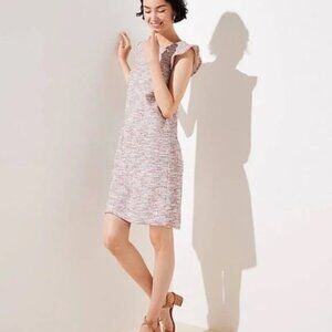 LOFT Boucle Flutter Sleeve Shift Dress Size 16